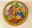 Antique Victorian French Limoges Hand Painted Porcelain Pin/Brooch 