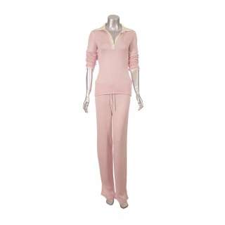 Sutton Studio Women Pink Silk Cashmere Polo Tunic Shirt  