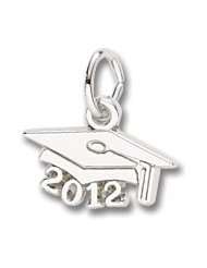   Charms 2012 Graduation Cap Charm, .925 Sterling Silver, Engravable