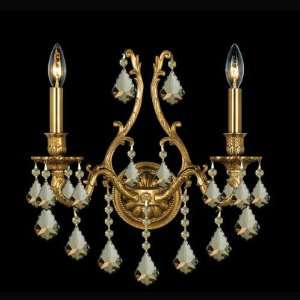 Crystorama Yorkshire Ornate Aged Brass Sconce Accented with Golden 