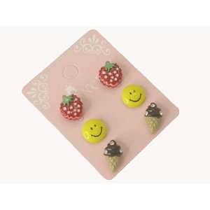  of 3 Color Cute Magnetic Stud Earrings for Girls Kids Toys & Games