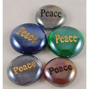  Set of 5 Glass Peace Word Stones 