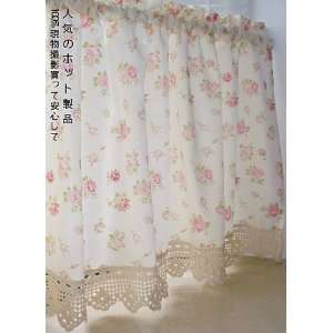   Style Pretty Rose with Crochet Lace Cafe Curtain