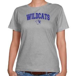 NCAA Northwestern Wildcats Ladies Heather Grey Mascot Arch Classic Fit 