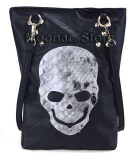 Skull Pattern PU Leather Women Hobo Purse Handbag Shoulder Totes Bag 