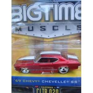 Jada Bigtime 69 Chevelle SS Red   White Twins down Topside, Rubber 