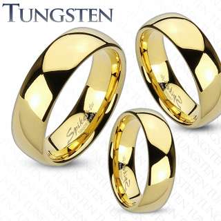 Tungsten Carbide Gold IP Shiny Finish Traditional engagement ring 
