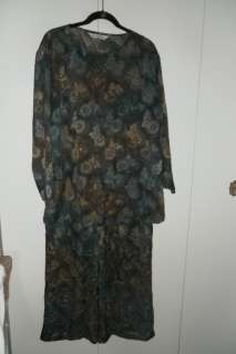 Melrose Greens/Browns Top & Pant Set w/Fall Leaves XL  