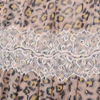 Leopard Chiffon mix Lace Bell Sleeve Dress, 9732G, sz S  