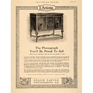   Phonograph Record Player Cabinet   Original Print Ad