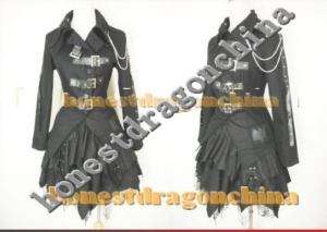 Gothic Lolita Punk Cosplay Costume black coat skirt 000  