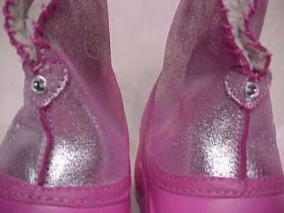 SKECHERS pink heart sparkle girls Winter snow boots 6  