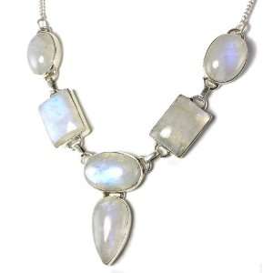 Rainbow Moonstone 63ct. 18.5 Fire Necklace with Extender in Sterling 
