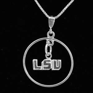  Dayna U LSU Tigers Sterling Silver Open Drop Necklace 