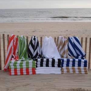 East Hampton Cabana Stripe Beach Towel   White/White 