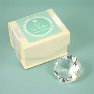 Diamond Shaped Small Crystal Paperweight Favor or Gift  