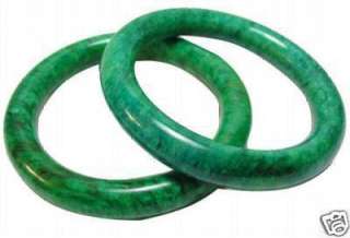 Wonderful big pair natural green jade solid bracelet  