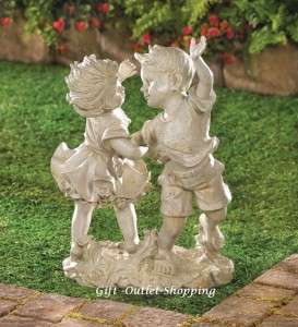 New Garden Decor Girl And Boy Children Outdoor Statue  