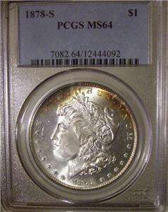 1878 S Morgan Silver Dollar MS 64 PCGS Rim Toning  