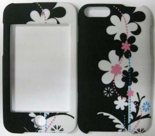 iPod Touch 2nd 3rd Gen HARD Snapon Rubberized Cover Case FLOWERS Black 