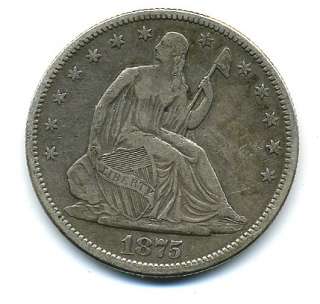 1875  S Seated Liberty Half Dollar Nice Circulated Coin  