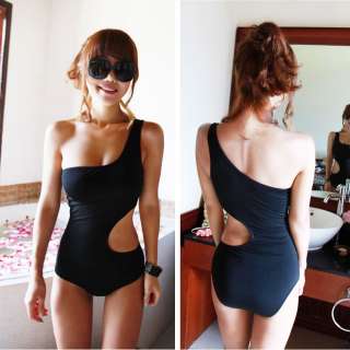 Trendy One Shoulder S Shape Monokini One Piece Bathing Suit Swimsuit S 