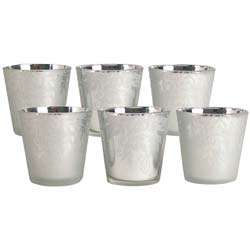 Silver Leaf Silhouette Votive Candle Holders (Set of 6)   