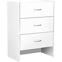 Simple White Closet Three drawer Chest Dresser  