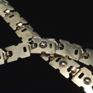 Unusual Chain Snap Link Set Necklace Bracelet Vintage Rhinestones Rau 