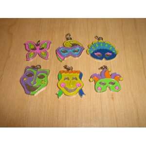  Mardi Gras Mask Enamel Charms Set of 6 Arts, Crafts 