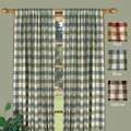 Blue/ White Check 63 inch Curtain Panel 3 piece Set  