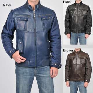 Knoles & Carter Mens Leather Bomber Jacket  