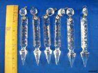Matching Vintage Antique Cut Crystal Glass Chandelier Spear Prisms 
