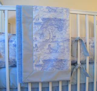 BLUE KELLY RIGHTSELL ANIMAL TOILE BABY CRIB BEDDING SET  