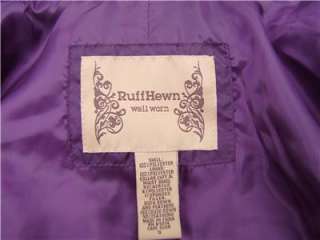 Womens Ruff Hewn Down Zip Snap Coat Jacket Bomber Shearling Quilted SM 