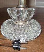 ANTIQUE CLEAR GLASS CRYSTAL VICTORIAN HOBNAIL LAMP  