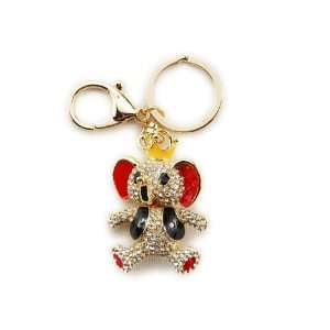   Elephant King Vest Crown Clear Crystal Rhinestone Keychain Jewelry