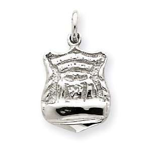  14k White Gold Police Badge Charm West Coast Jewelry 