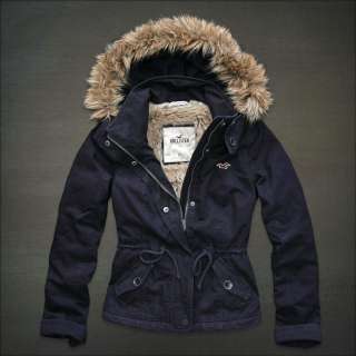Womens Hollister MOOR PARK Fur Lined Jacket w/ Hood NEW   Size L 