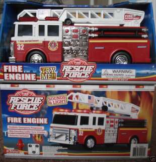 RESCUE FORCE FIRE TRUCK,13 L,LIGHTS,SOUNDS,VOICE,NEW  
