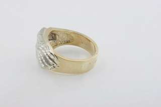 10K Solid White and Yellow Gold Eagle Head Ring.  