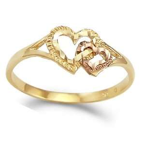   Hearts Ring 14k Yellow Rose Gold Love Band, Size 5 Jewel Roses