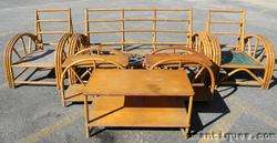 Vintage 6pc Bamboo Patio Set Couch Chairs End Tables  