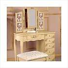 Hand Painted Wood Makeup Vanity Table Set with Mirror Jewelry Armoire 