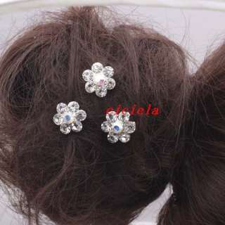   10pcs 20pcs Wedding Bridal Prom Crystal Flower Hair Pins Clips  