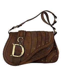 Christian Dior Distressed Brown Leather Saddle Bag  