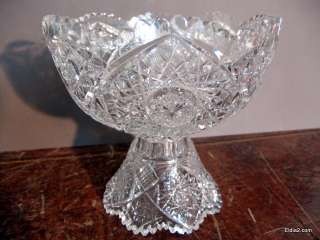 Antique Cut Glass Punch bowl with Pedestal Base  