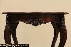 Carved Mahogany Turtle Top Parlor Table  
