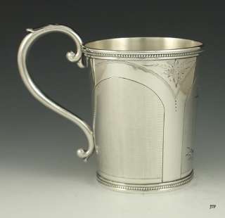 AMERICAN 1840s COIN SILVER MACHINE TURNINGS CUP  