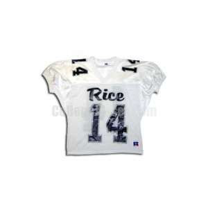  White No. 14 Game Used Rice Russell Football Jersey 